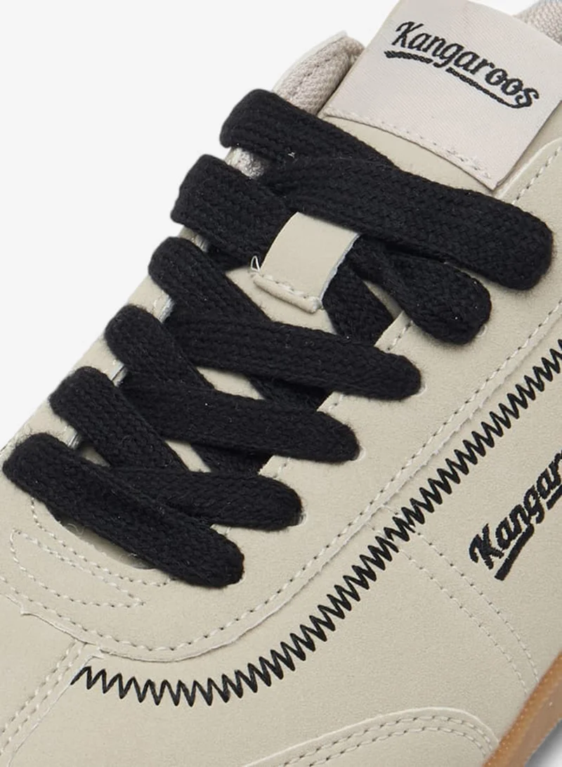 kangaROOS BEIGE Women's Logo Embroidered Sneakers With Lace-Up Closure for Women | Best Price UAE