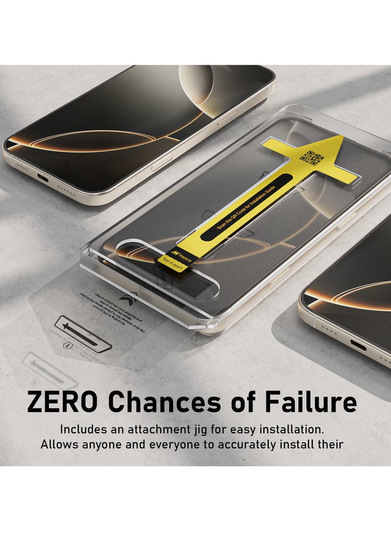 Mezone iPhone 16 Pro Screen Protector With Auto Alignment Kit HD Free Hand Easy Installation Frame Military-Grade Protection Scratch Resistant Anti-Fingerprint Bubble Free 9H Tempered Glass Film, Clear - Image 2