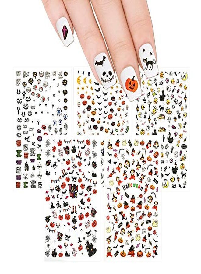Winstonia 650+ Pieces Halloween Nail Stickers Decals Bundle Set Easy Manicure Decorations Fall Creepy Pumpkin Black Cats Witch Bats And More - Image 1