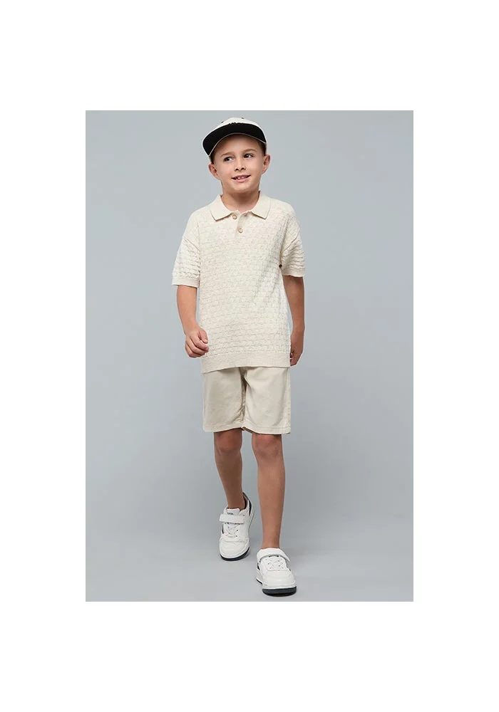 R&b Textured Polo T-Shirt with Short Sleeves