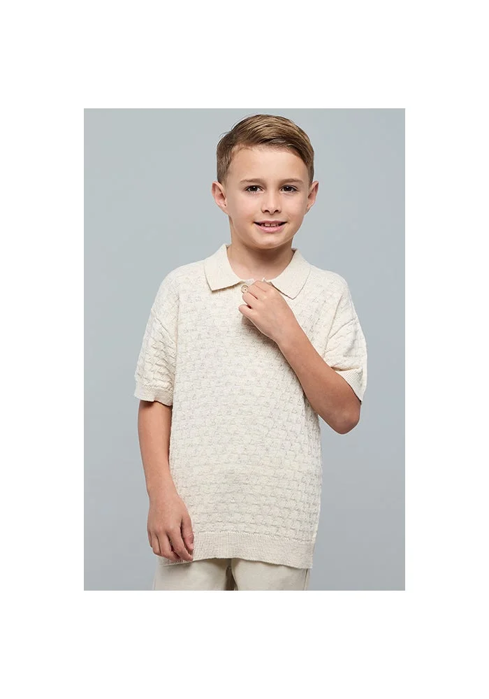 R&b Textured Polo T-Shirt with Short Sleeves