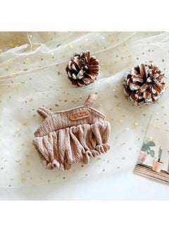 Cotton Doll 20cm Baby Clothes Star Doll Normal Body Chubby Body Naked Doll Wool Suspender T-shirt-Specifications:20cm-Color:Dark Brown Knitted Bear Strap Pants