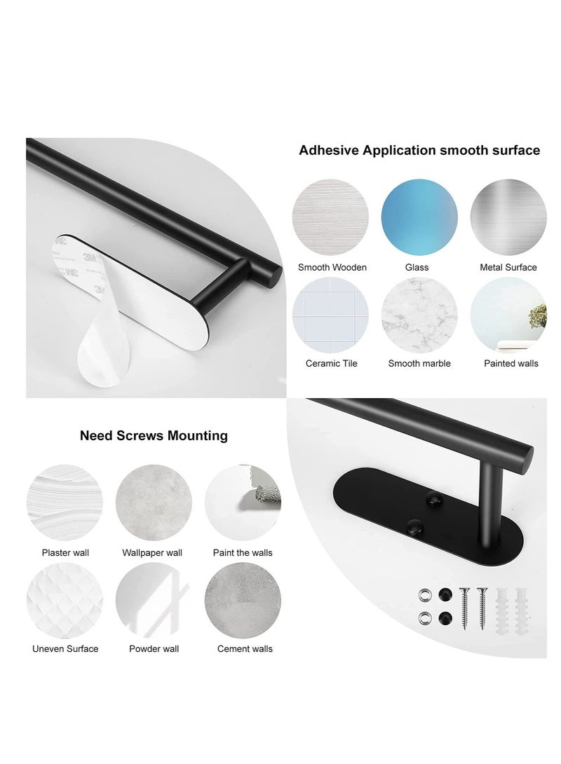 Barakah حامل مناديل ورقية مثبت على الحائط، حامل مطبخ، تثبيت بالبراغي أو لاصق ذاتي للمطبخ، الحمام، الخزائن، الحائط (13 بوصة، أسود) - Image 2