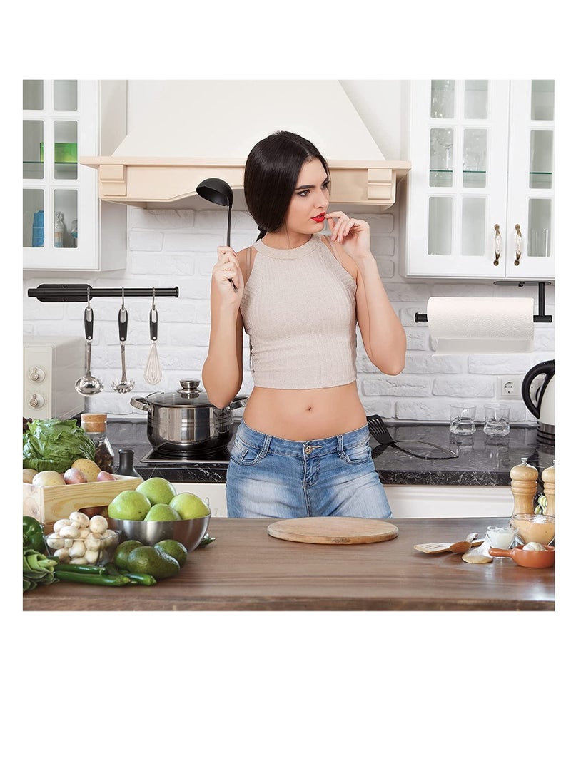 Barakah حامل مناديل ورقية مثبت على الحائط، حامل مطبخ، تثبيت بالبراغي أو لاصق ذاتي للمطبخ، الحمام، الخزائن، الحائط (13 بوصة، أسود) - Image 5