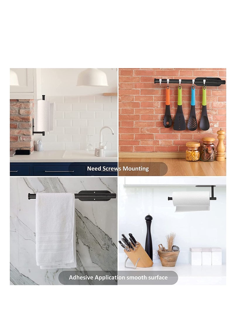 Barakah حامل مناديل ورقية مثبت على الحائط، حامل مطبخ، تثبيت بالبراغي أو لاصق ذاتي للمطبخ، الحمام، الخزائن، الحائط (13 بوصة، أسود) - Image 4