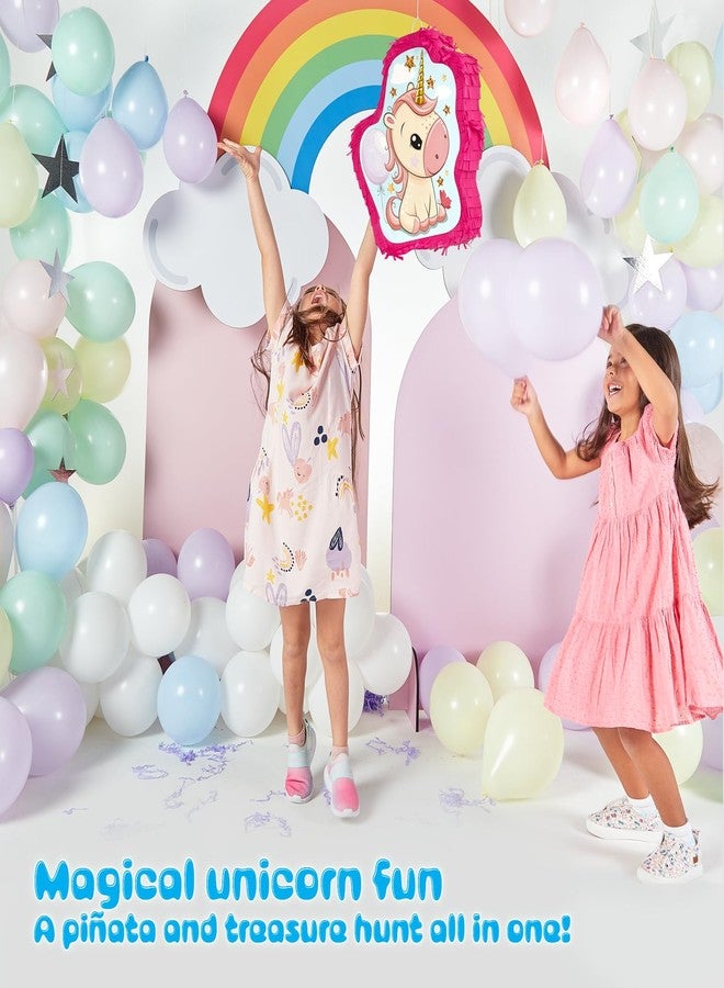 JitteryGit Unicorn Pinata Treasure Hunt Party Game, Birthday Party Complete Set, 16 X 13 Inches, Cute Horse Girl Pinata, Includes Unicorn Piñata, Horn Mini Piñata, Pink Bat and more! - Image 5