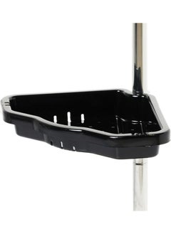 Primanova Primanova Non-Rust 4 Plastic Tier, Spring Corner Shelf Storage Shower, Wall Hanging Toilet Shelf Organizer, Pole Aluminum (Black)  - Image 3