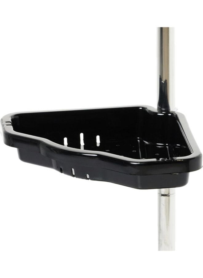 Primanova - Primanova Non-Rust 4 Plastic Tier, Spring Corner Shelf Storage Shower, Wall Hanging Toilet Shelf Organizer, Pole Aluminum (Black) - Image 1