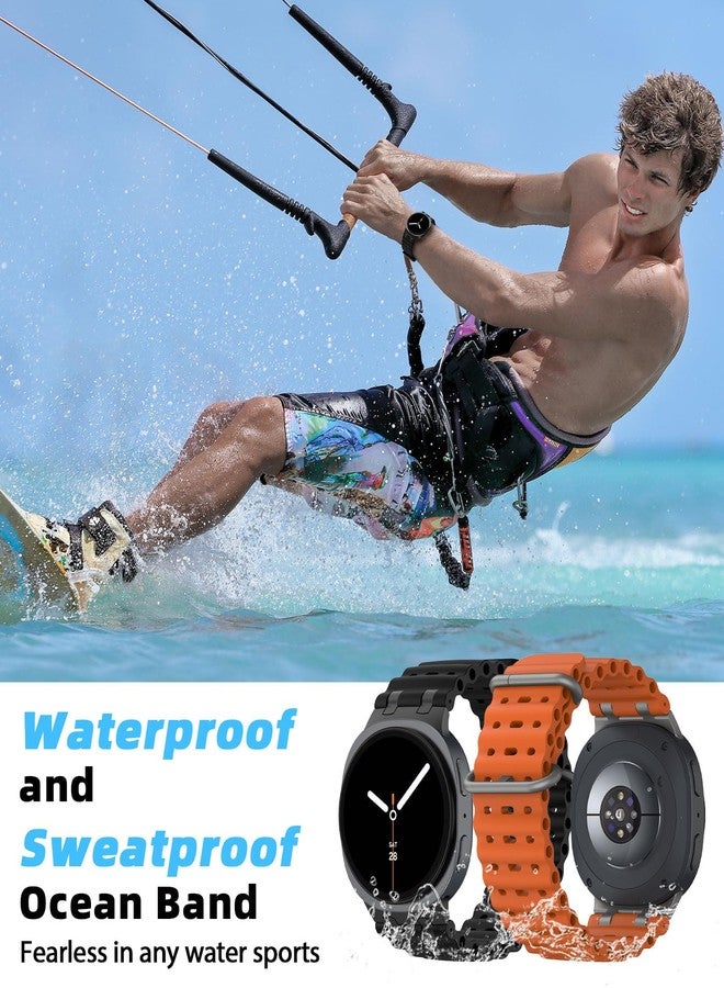 MoKo Upgraded Ocean Band Compatible with Samsung Galaxy Watch 8 Band 40mm 44mm/Galaxy Watch 8 Classic 46mm, Metal Connector Breathable Silicone Sport Strap for Men Women, Black/Black - Image 5