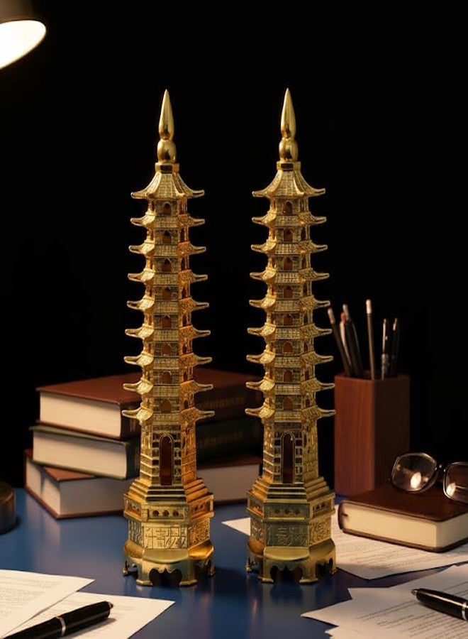Snabs Education Tower Feng Shui for Students, Pagoda Tower Vastu Items for Good Luck and Academic and Business Success Set of 2 - Image 2