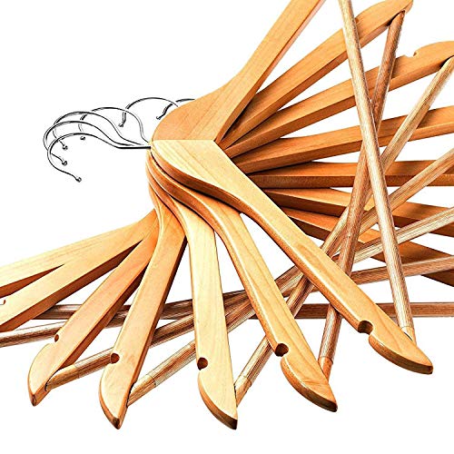 Evolluxi Lotus Wooden Hangers, Solid Wood Shirt Hangers,Dress Coat Jacket Clothes Hangers,with Extra Smooth Finish, 360 Degree Swivel Hook(Retro) (Beige, 12) - Image 3