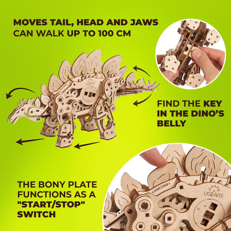 UGEARS ألعاب الألغاز الخشبية ثلاثية الأبعاد من UGEARS للبالغين - نماذج ستغوصور - مجموعة بناء الديناصورات - مجموعة ألغاز ميكانيكية للديناصورات للتجميع - مجموعات DIY للبالغين هدايا الديناصورات - 305 قطعة - Image 5