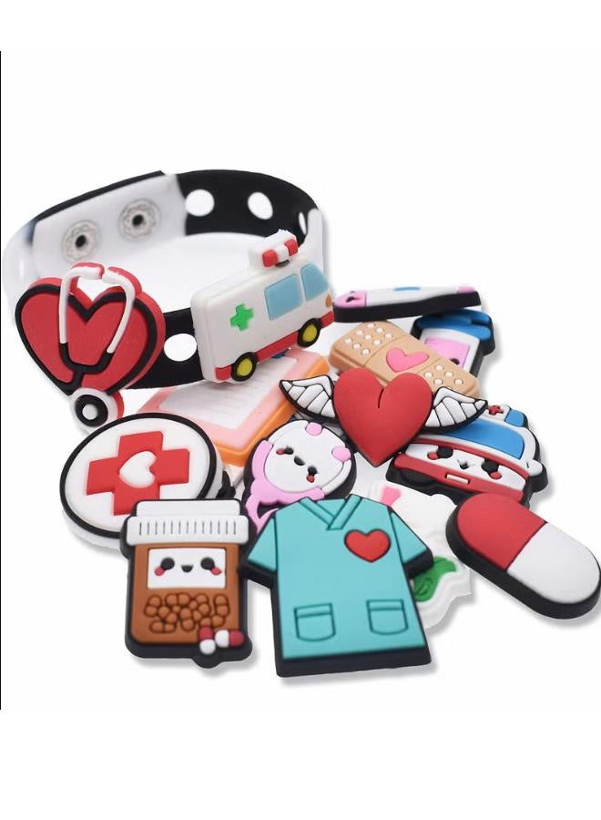 Shoes Decorations Charms Crocs Accesories, Cute Dental Croc Charms Jibbits, PVC Nurse Stethoscope Shoes Decorations for Adults Women Men, Doctor Care Personnel Gifts Party Favor, 40 PCS