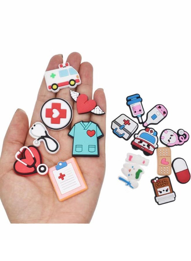 Shoes Decorations Charms Crocs Accesories, Cute Dental Croc Charms Jibbits, PVC Nurse Stethoscope Shoes Decorations for Adults Women Men, Doctor Care Personnel Gifts Party Favor, 40 PCS