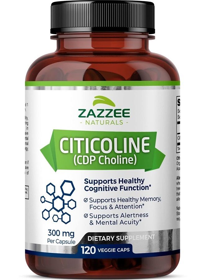Zazzee Extra Strength Citicoline CDP Choline 500 mg per Serving, 150 Vegan Capsules, Superior CDP Choline Form, Vegan, Non-GMO and All-Natural, Premium Grade, Made in The USA - Image 1