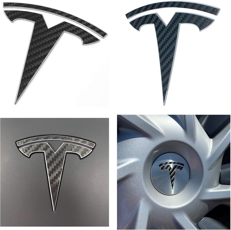 Custom Cut Graphics Logo Decal Wrap for Tesla Model Y - 11-pc Set (Carbon Fiber Black) - Image 2