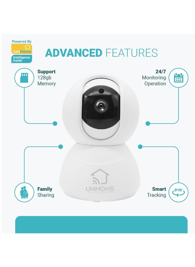 UNIHOMS - Indoor WiFi Camera Full HD Motion Detection and Tracking with Two Way Audio Compatible with Siri Alexa - Image 1