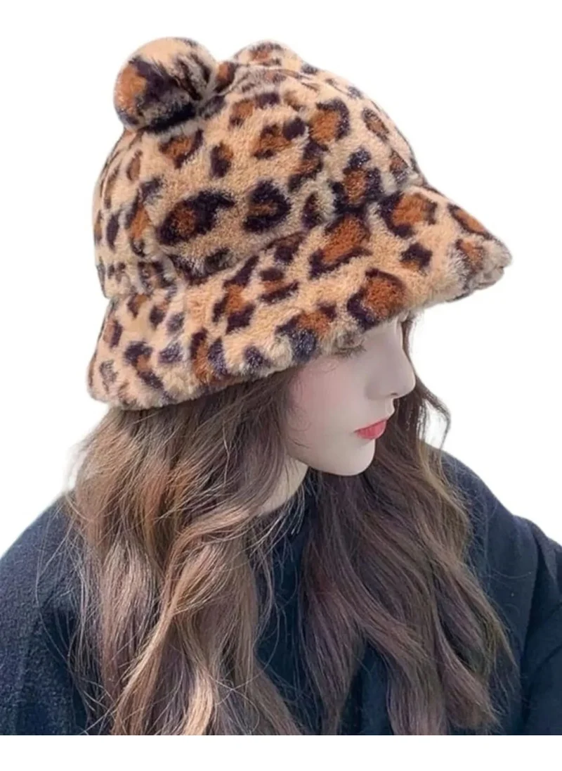 Uniquerrs Women's Cute Bear Ear Plush Bucket Hat