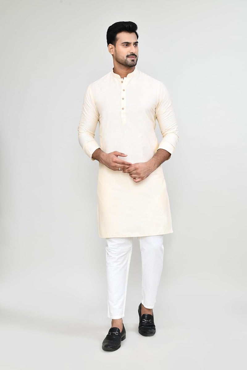 POLY2FAB Hathkargha Cotton Kurta for Men | Full Sleeve Regular Fit Kurta with Mandarin Collar | Traditional, Festive & Wedding Ethnic Wear - Image 4