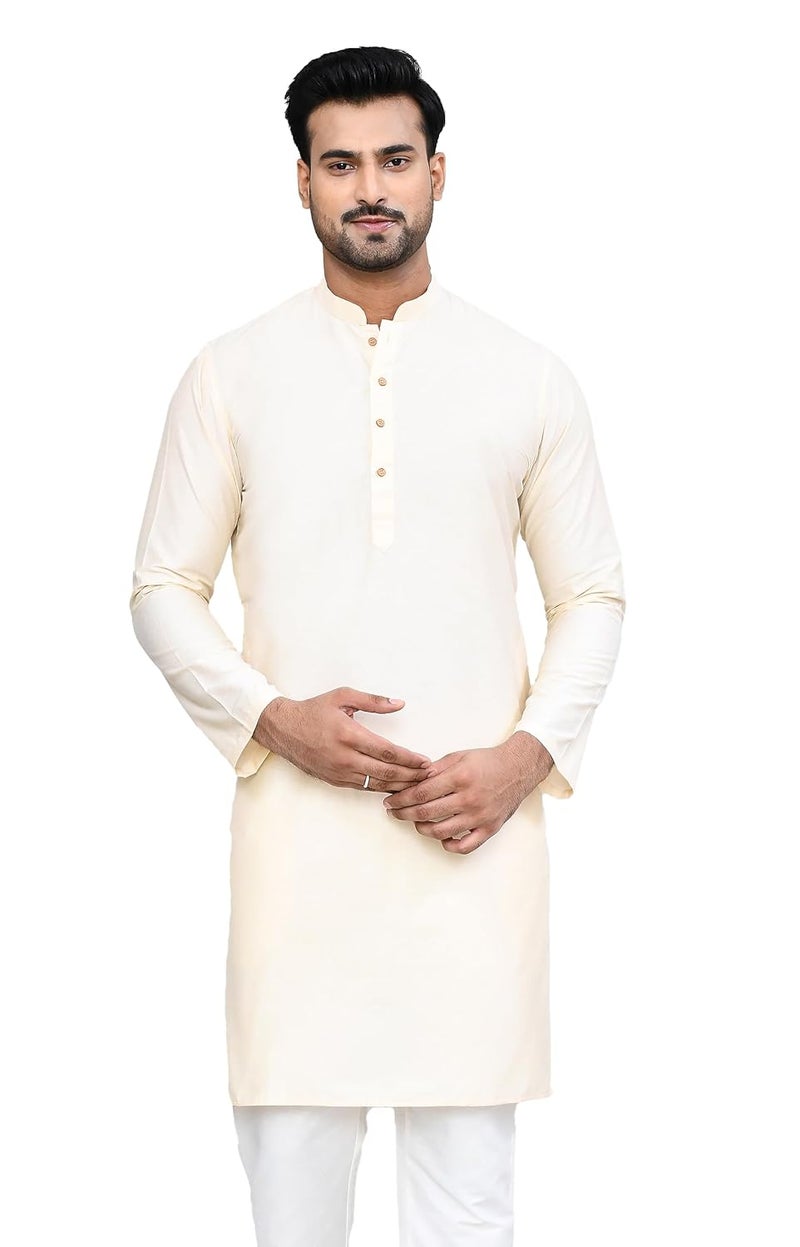POLY2FAB Hathkargha Cotton Kurta for Men | Full Sleeve Regular Fit Kurta with Mandarin Collar | Traditional, Festive & Wedding Ethnic Wear - Image 1