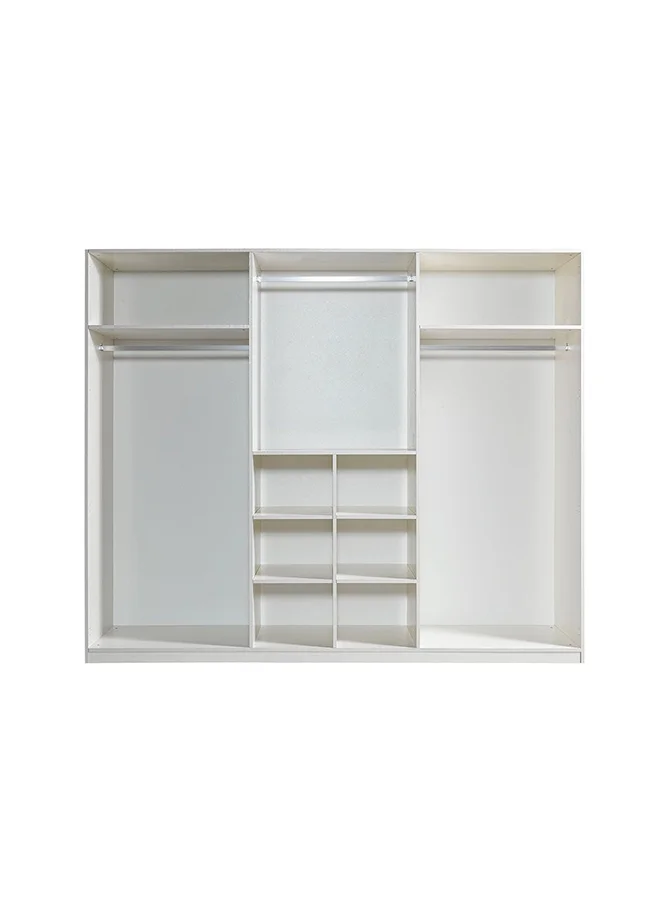 DANUBE HOME Hugo Golden 6 Door Wardrobe Extra Sturdy Closet, Clothes Storage Cupboard Modern Design Space Saving Cabinet For Bedroom L 257 x W 60 x H 214 cm Beige & Golden
