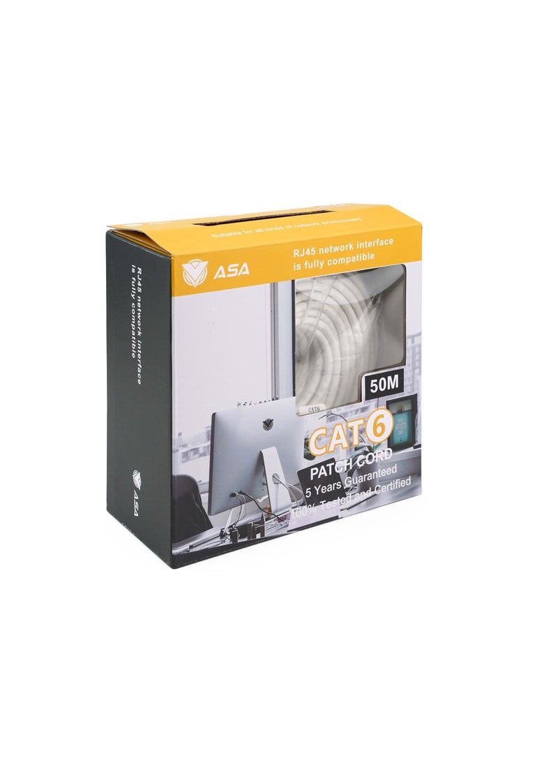 ASA High Speed CAT6 Ethernet Cable 50m, 1Gbps, with RJ45 Connector  - Image 3