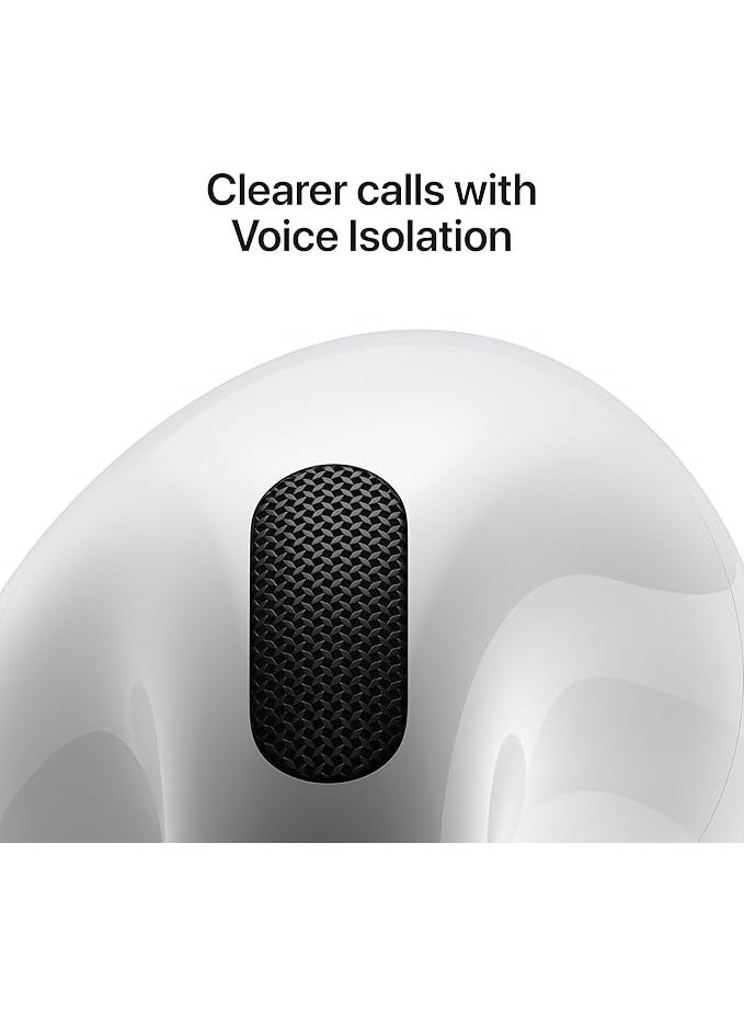 Lynacz Original AIRPOD 4 لأبل، سماعات أذن لاسلكية للآيفون، صوت لاسلكي متميز، صوت مكاني مخصص، علبة شحن سريعة USB-C، تصل إلى 30 ساعة من وقت الاستماع (أبيض) - Image 5