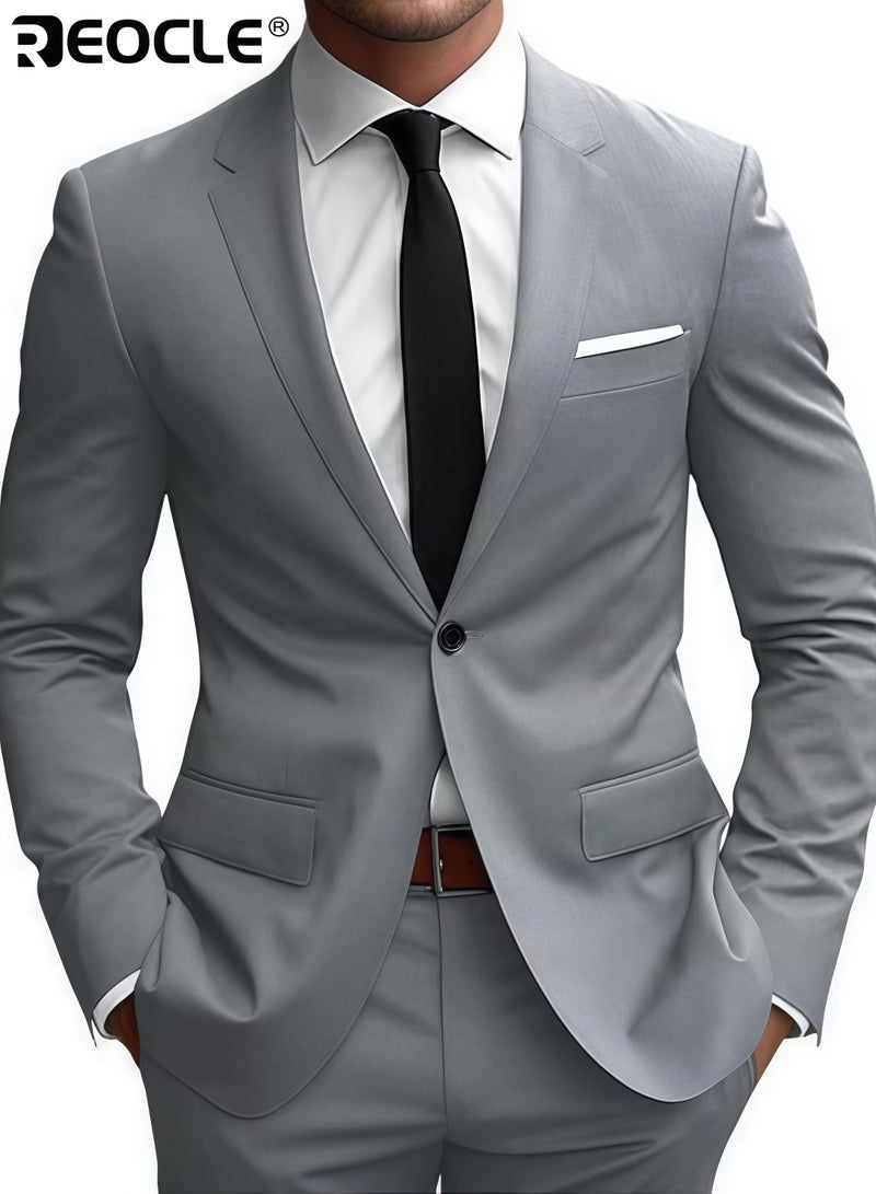 ريوكل جاكيت بدلة رجال بتصميم عصري وقصة ضيقة، جاكيت رسمي غير رسمي مع راحة مصممة لملابس الاحتراف المكتب - Image 2