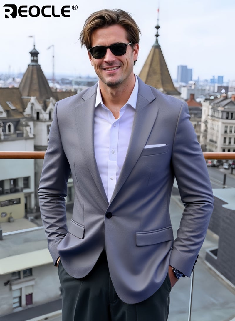 ريوكل جاكيت بدلة رجال بتصميم عصري وقصة ضيقة، جاكيت رسمي غير رسمي مع راحة مصممة لملابس الاحتراف المكتب - Image 1