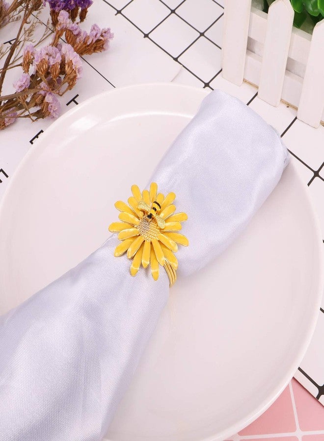 QTKJ Set of 6 Home Metal Flower Napkin Rings Cute Bee Napkin Buckles Holder for Wedding,Parties, Dinners, Christmas, Holidays Decor (Yellow) - Image 4