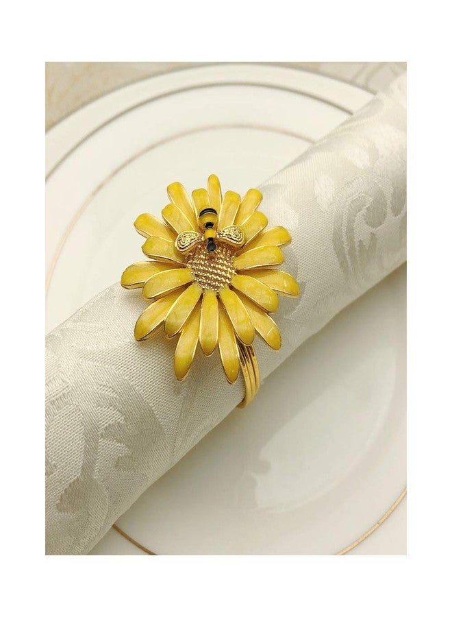 QTKJ Set of 6 Home Metal Flower Napkin Rings Cute Bee Napkin Buckles Holder for Wedding,Parties, Dinners, Christmas, Holidays Decor (Yellow) - Image 1