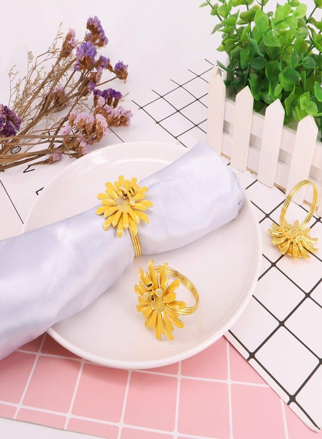 QTKJ Set of 6 Home Metal Flower Napkin Rings Cute Bee Napkin Buckles Holder for Wedding,Parties, Dinners, Christmas, Holidays Decor (Yellow) - Image 5