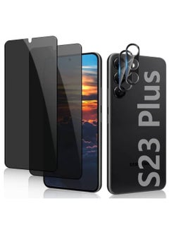 NAFO [2+2 Packs] For Samsung Galaxy S23 Plus Privacy Screen Protector With 2 Packs Camera Lens Protector, Fingerprint Unlock, 9H Hardness, Scratch Resistant, Bubble-Free, Tempered Glass For Galaxy S23 Plus 5G 16.76 Cm  - Image 1