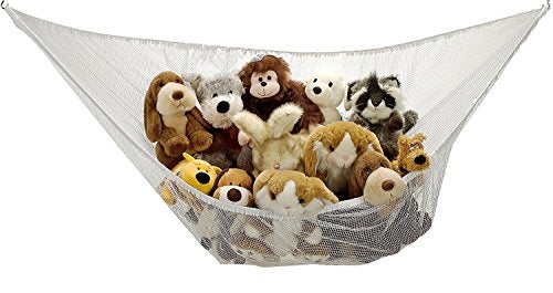 Handy Laundry Jumbo Toy Hammock - Organize stuffed animals or children's toys with the mesh hammock, Looks great with any décor while neatly organizing kid’s toys, Expands to 5.5 feet - White - Image 2