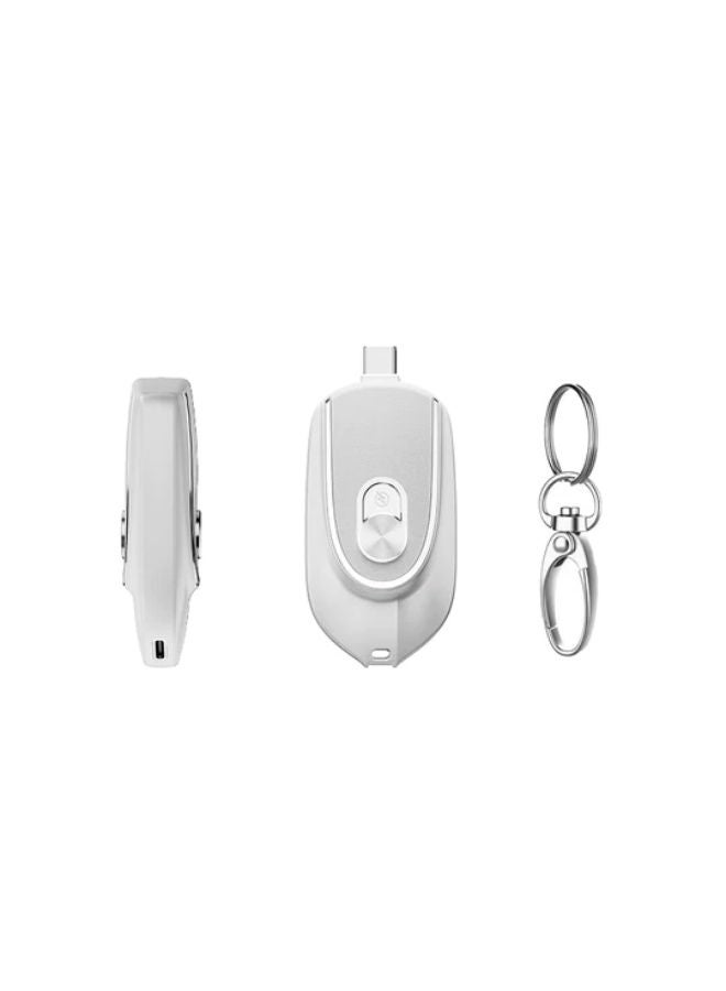 Keychain Portable Charger for iPhone, 1700mAh Mini Power Emergency Pod, Ultra-Compact External Fast Charging Power Bank Battery Pack, Key Ring Cell Phone Charger,Small Charger for AirPods SILVER - Image 2