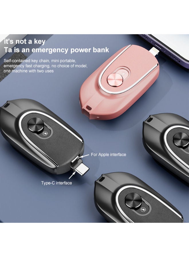 Keychain Portable Charger for iPhone, 1700mAh Mini Power Emergency Pod, Ultra-Compact External Fast Charging Power Bank Battery Pack, Key Ring Cell Phone Charger,Small Charger for AirPods SILVER - Image 4