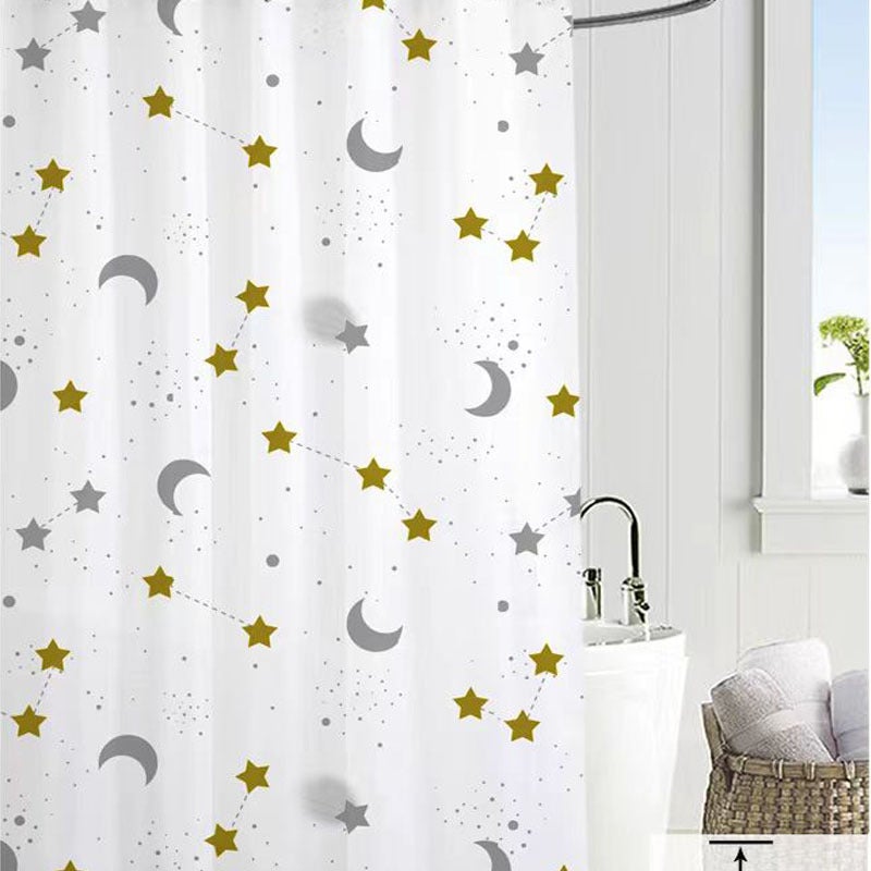 general PEVA Shower Curtain with Starfish Pattern, Waterproof Bathroom Partition with Hooks - Image 1
