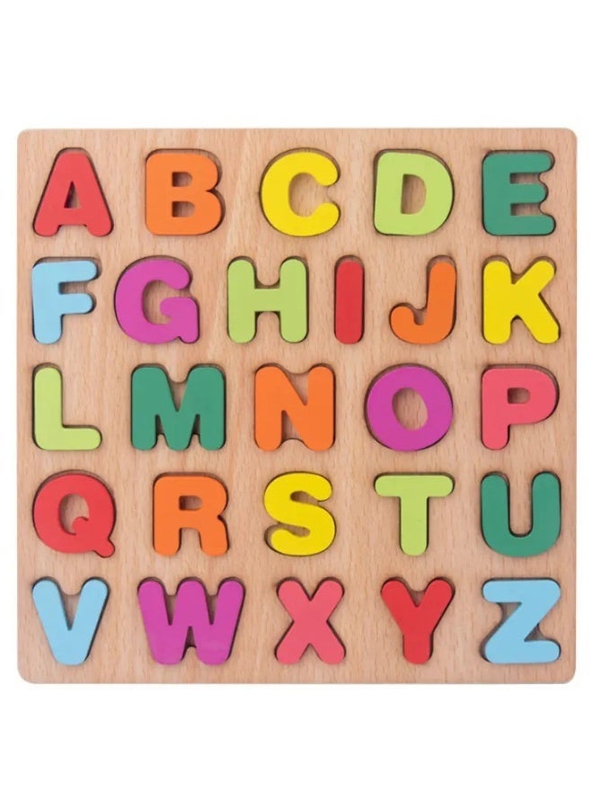 Clicko 3-Piece Wooden Educational Puzzle Set for Kids - Alphabet (Uppercase & Lowercase) and Numbers with Math Symbols - Multicolored Montessori Learning Boards for Toddlers & Preschoolers - Image 2