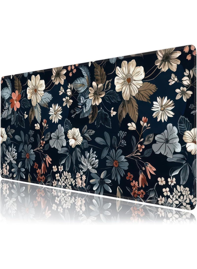 Dark Flower Mouse Pad Extended Gaming Mouse Pad with Stitched Edges 80×30cm XL Desk Mat for Gaming, Office, Keyboard, Mouse, Laptop, Workstation and Professional Desk Setups - Image 1