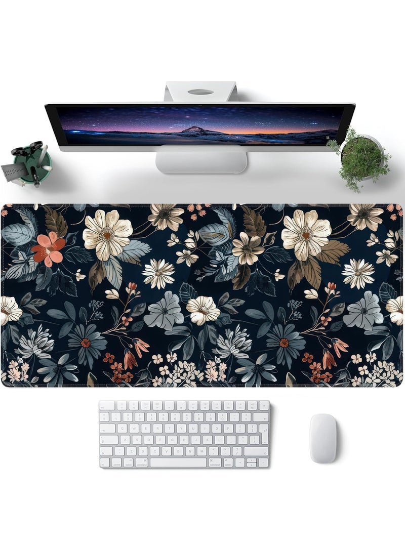 Dark Flower Mouse Pad Extended Gaming Mouse Pad with Stitched Edges 80×30cm XL Desk Mat for Gaming, Office, Keyboard, Mouse, Laptop, Workstation and Professional Desk Setups - Image 2