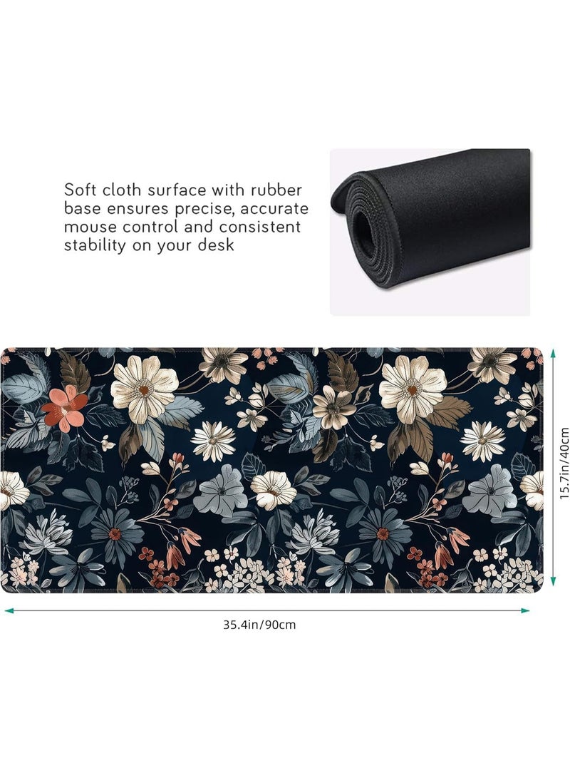 Dark Flower Mouse Pad Extended Gaming Mouse Pad with Stitched Edges 80×30cm XL Desk Mat for Gaming, Office, Keyboard, Mouse, Laptop, Workstation and Professional Desk Setups - Image 3