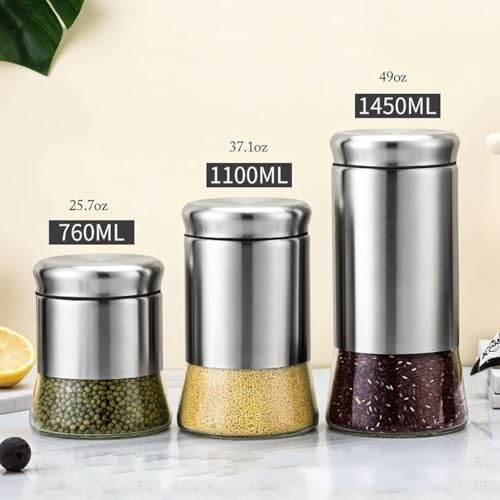 WRINGO Glass Food Storage Airtight tea coffee sugar containers, Set of 3 (WR-20) - Image 4