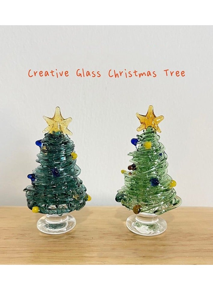 Glass Brushed Christmas Tree Desktop Decoration Zibo Glass Decoration 