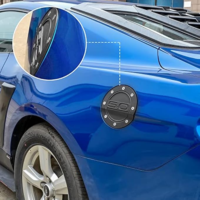 ريحني غطاء خزان الوقود من KEWISAUTO لفورد موستانج GT 20152020 غطاء باب تعبئة الوقود غطاء وقود لملحقات الزينة الخارجية 20152020 فورد موستانج GT أسود - Image 5