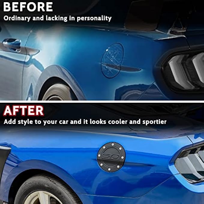 ريحني غطاء خزان الوقود من KEWISAUTO لفورد موستانج GT 20152020 غطاء باب تعبئة الوقود غطاء وقود لملحقات الزينة الخارجية 20152020 فورد موستانج GT أسود - Image 3