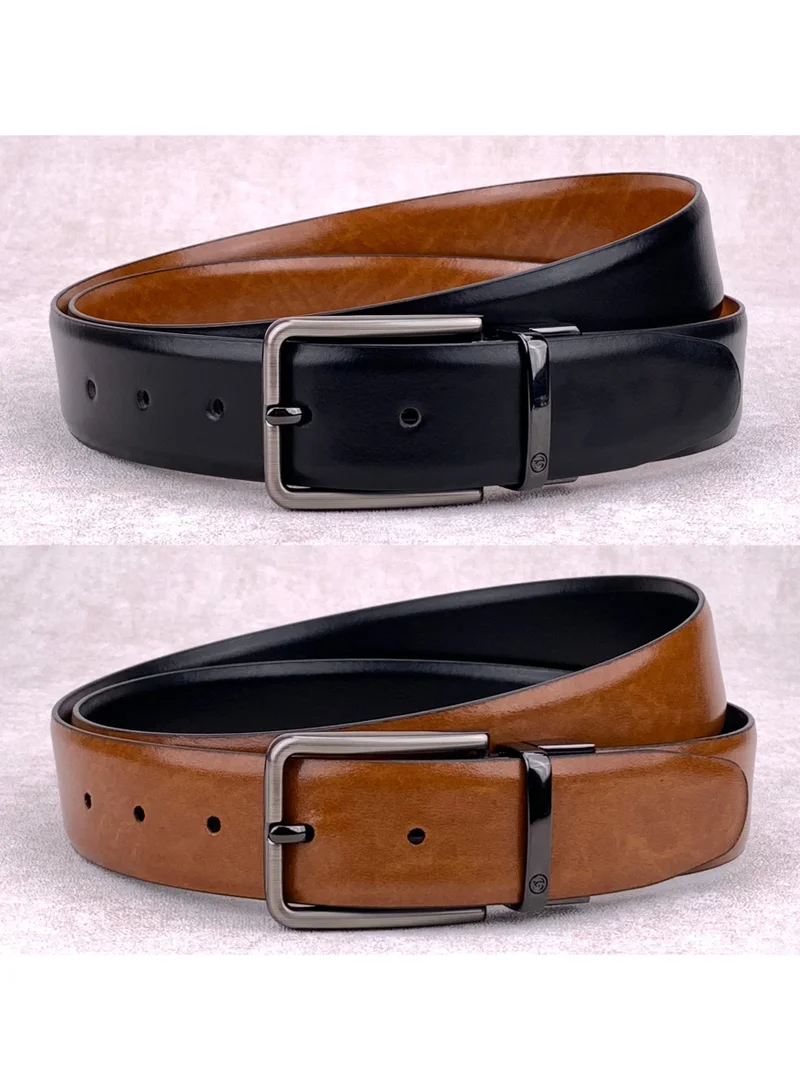 Classic Milano Classic Milano Genuine Leather Reversible Belt for Men, Black & Brown Formal Men's Belt for Business or Office Wear, Men's Leather Belt with Gift Box | 2 in 1 Belt (Pack of 1)