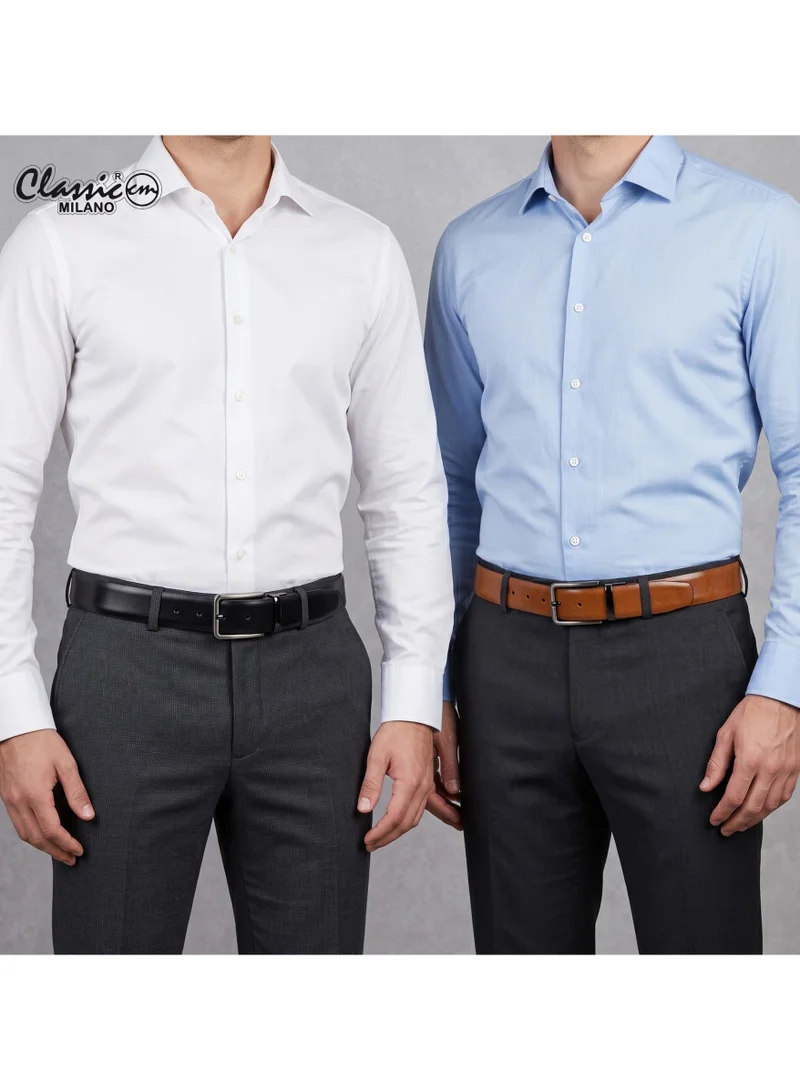 Classic Milano Classic Milano Genuine Leather Reversible Belt for Men, Black & Brown Formal Men's Belt for Business or Office Wear, Men's Leather Belt with Gift Box | 2 in 1 Belt (Pack of 1)