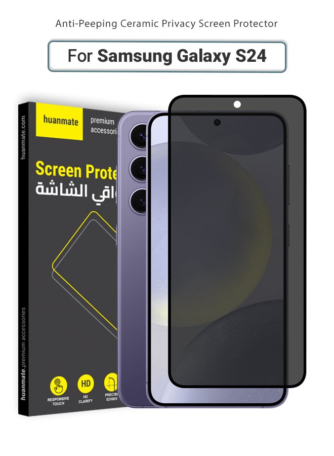 huanmate Samsung Galaxy S24 Matte Ceramic Privacy Screen Protector – Premium Edge to Edge Anti Spy Privacy Ceramic Film, Anti-Explosion, Smooth Arc Edge, Easy Installation - Image 1