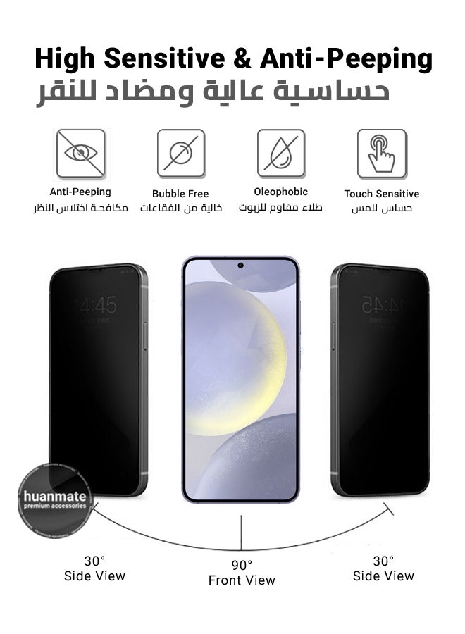 huanmate Samsung Galaxy S24 Matte Ceramic Privacy Screen Protector – Premium Edge to Edge Anti Spy Privacy Ceramic Film, Anti-Explosion, Smooth Arc Edge, Easy Installation - Image 3
