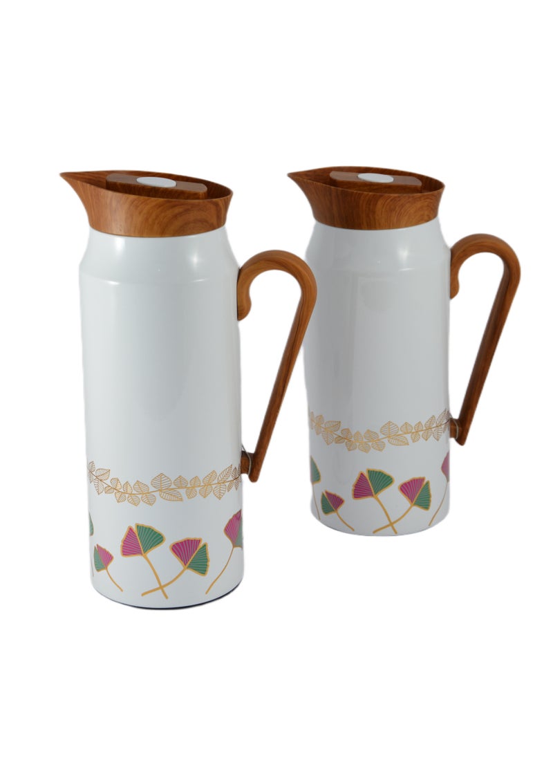 Home Maker 2-Piece Thermal Flask Set – 0.75L & 1L – Stainless Steel Exterior with Inner Glass Insulation  - Image 1